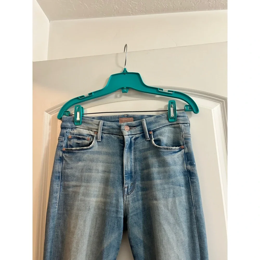 Mother‎ High Waisted Looker Ankle Fray Jeans Au Revoir Light Blue Size 26